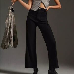 Anthropologie Maeve Colette Pant Black Linen Pockets High Rise Trendy Sz 34 NEW